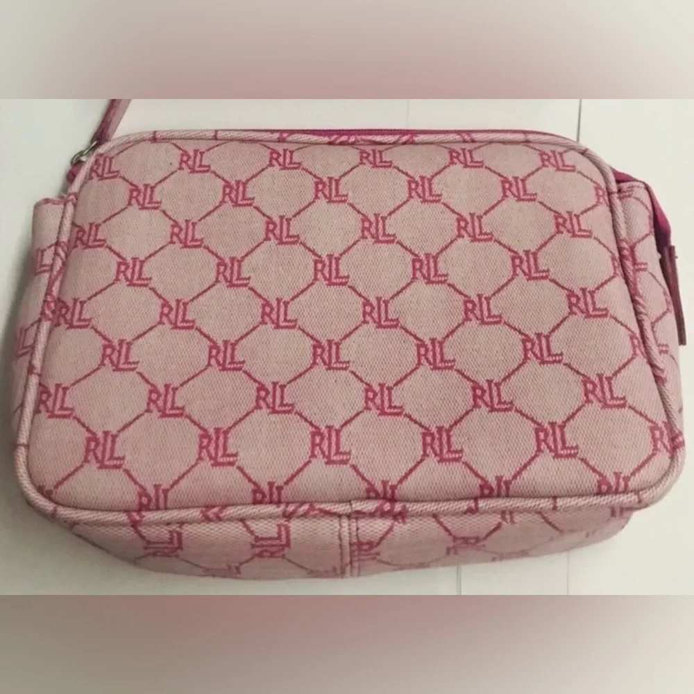 New 3 New Lauren Ralph Lauren Pink Cosmetic Bags iPhone Bag Signature RL Logo - Picture 3 of 14